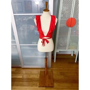 NWT Show Me Your MuMu Red Florence Ruffle Crop Top